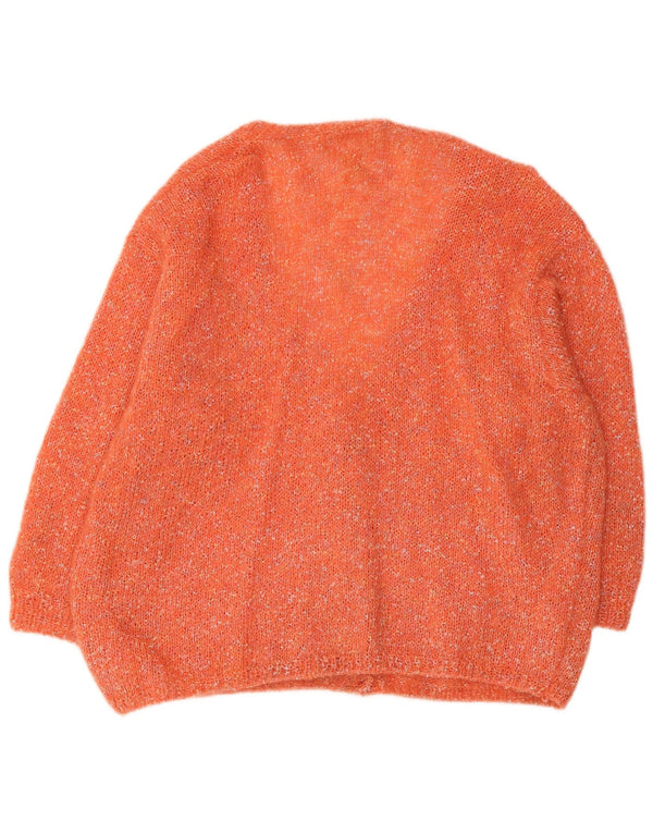 Vintage mujer Cardigan suéter Reino Unido 22 3XL naranja moteado