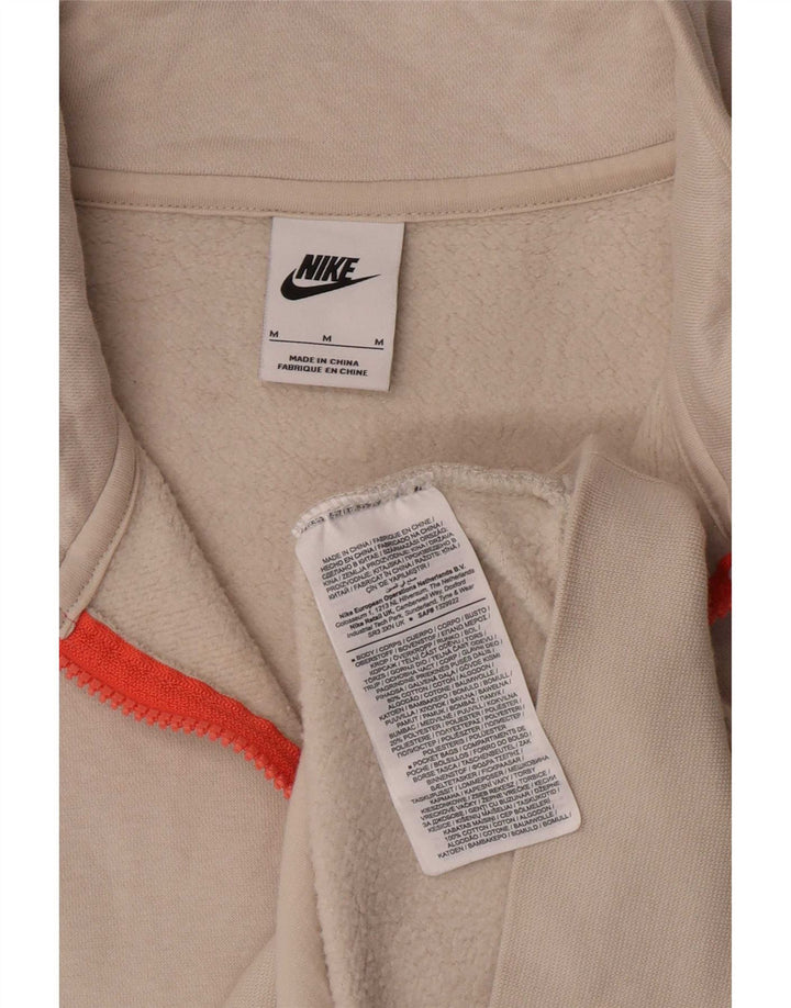 Nike Sudadera con cuello con cremallera y jersey de algodón blanco roto mediano para hombre
