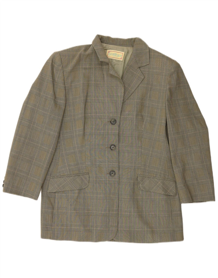 Elizabeth Ascot Chaqueta tipo blazer de 3 botones para mujer UK 40 XL Pata de gallo verde
