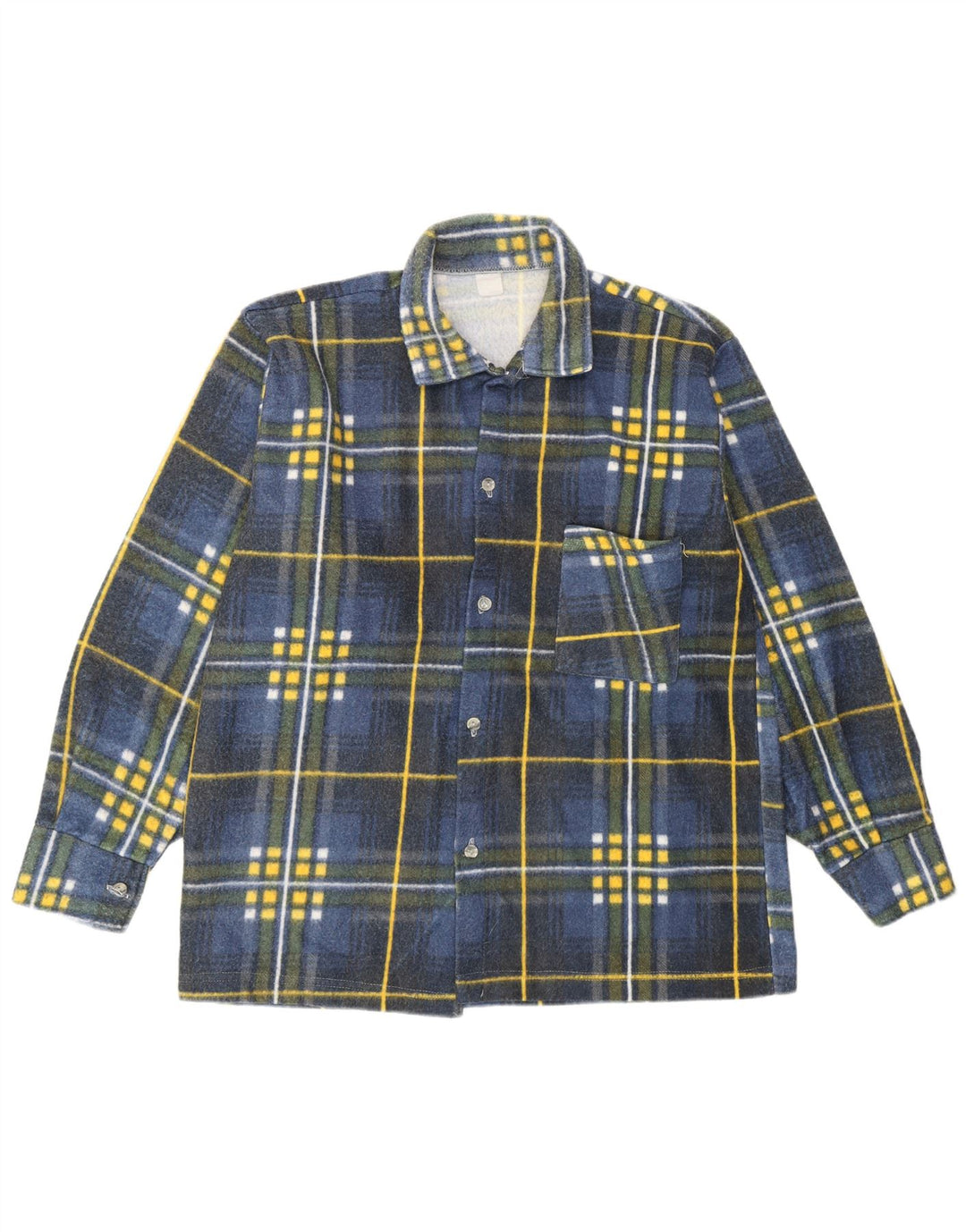 Camisa de franela vintage para hombre a cuadros azul medio