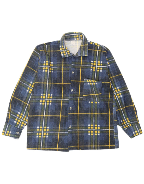Camisa de franela vintage para hombre a cuadros azul medio