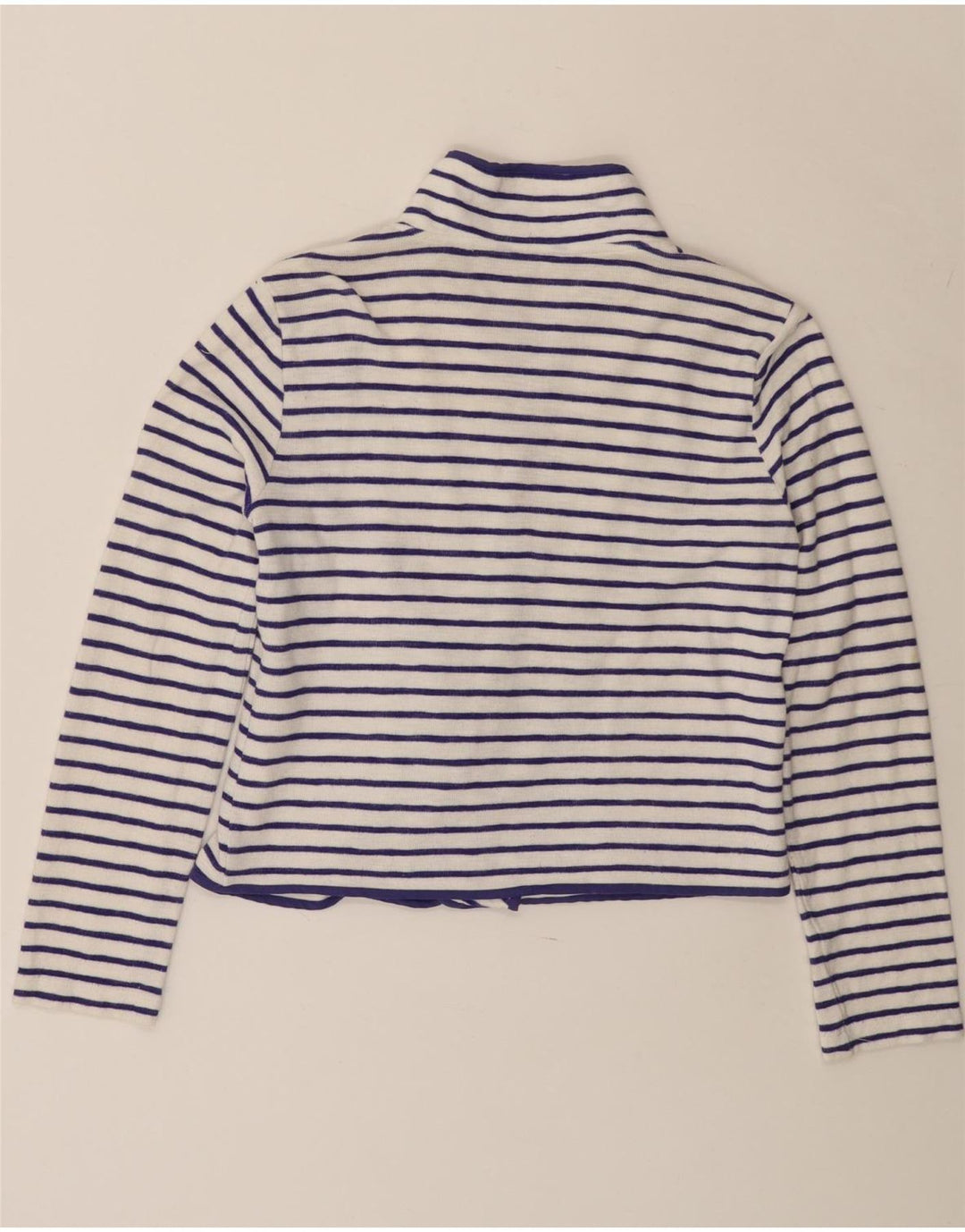 JOULES Suéter tipo cárdigan abierto para mujer UK 8 Pequeño algodón a rayas blancas