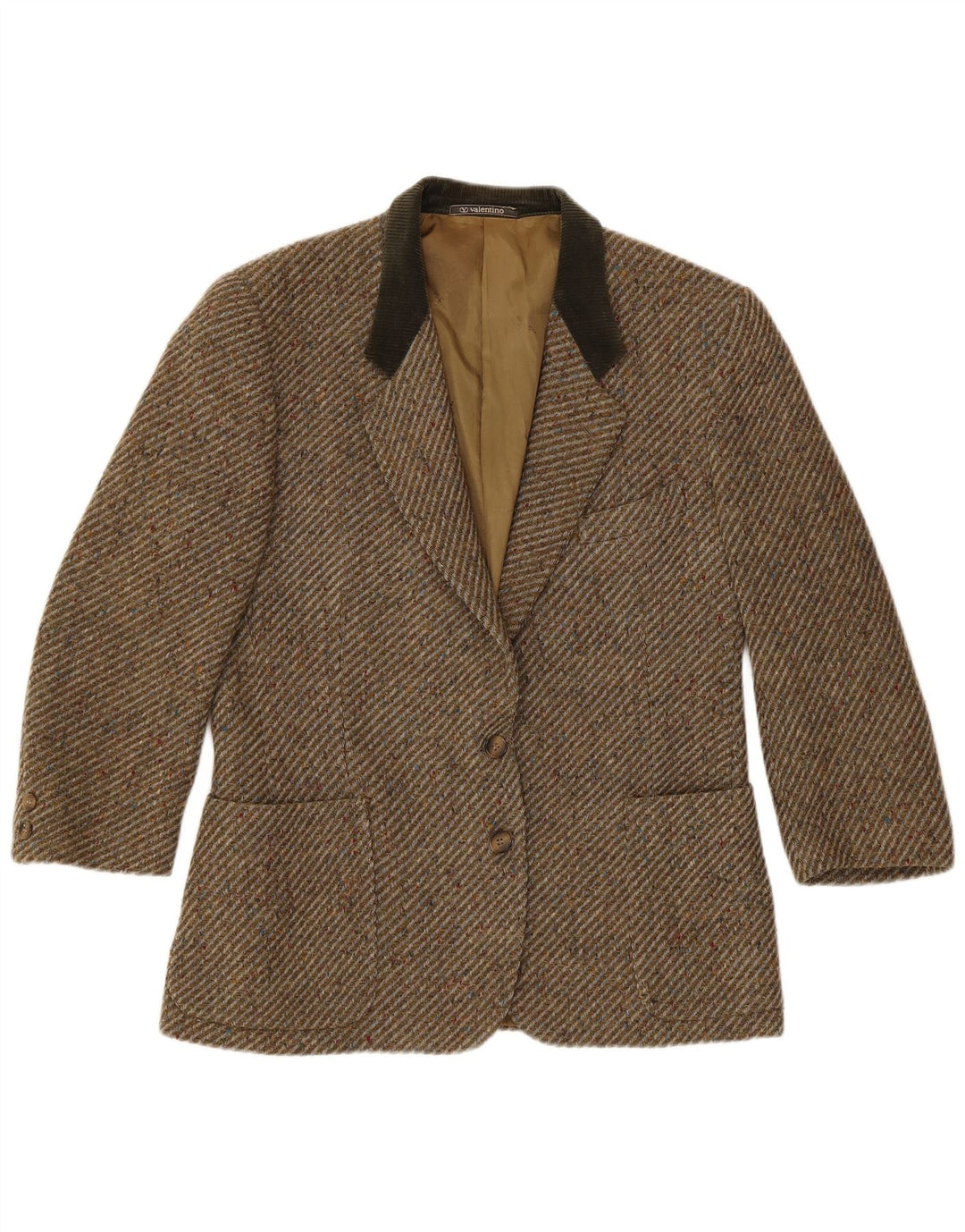 Valentino Chaqueta tipo blazer de 2 botones para mujer UK 46 Large Khaki Herringbone