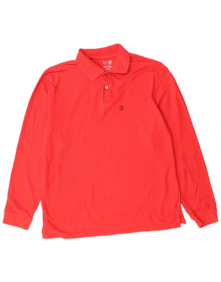 Izod Hombre Polo Manga Larga Poliéster Rojo Medio