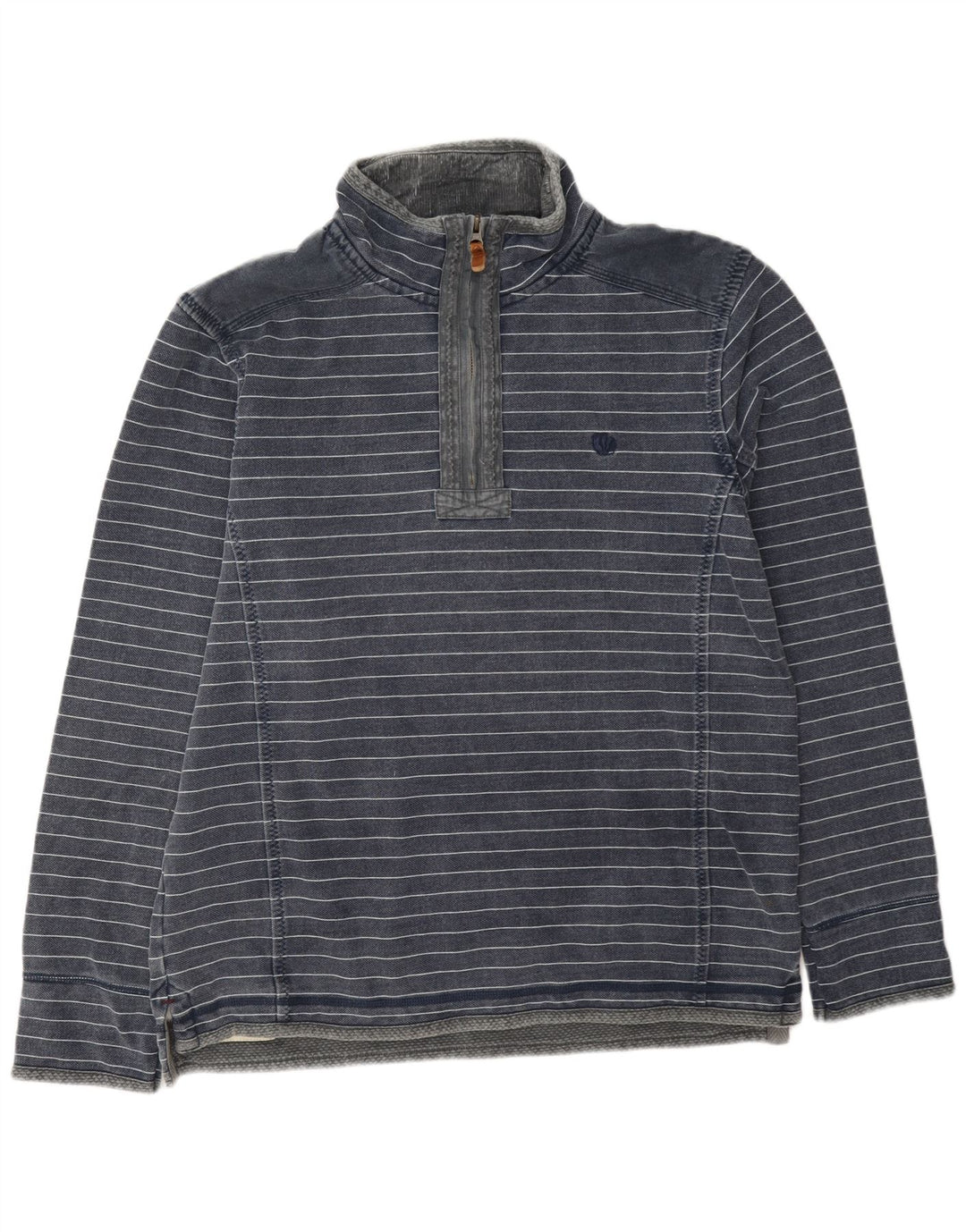 Sudadera con capucha y cuello con cremallera para hombre de Fat Face, jersey de algodón a rayas en azul marino mediano