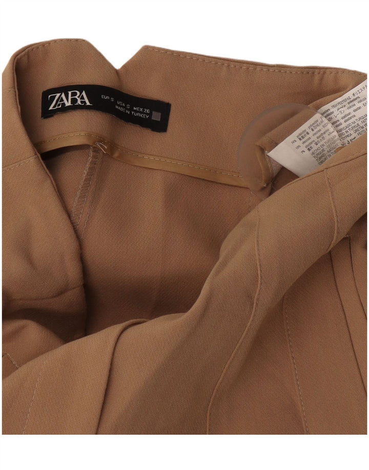 Zara Mujer Pantalón Chino Tapered Pequeño W26 L26 Poliéster Beige
