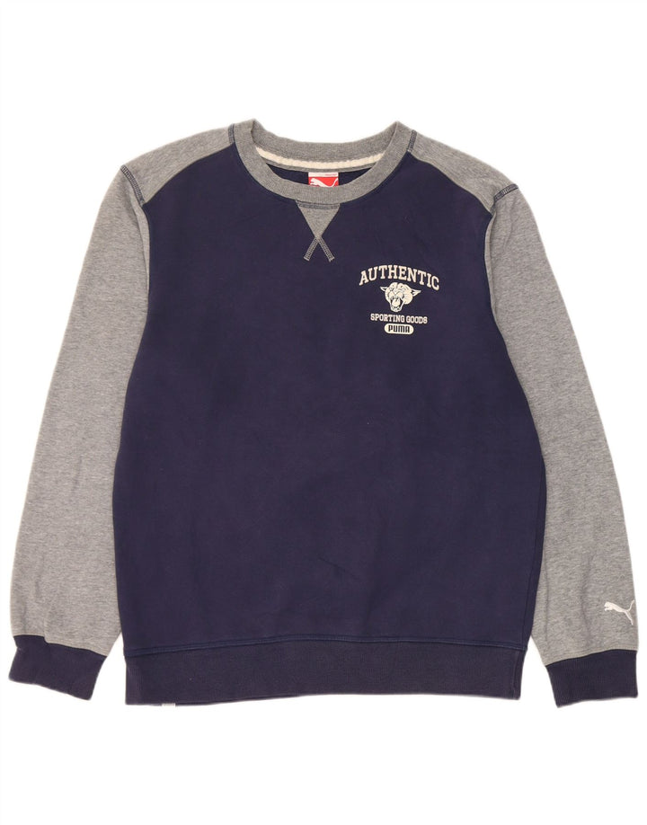 Puma Hombre Sudadera Gráfica Jumper Medium Azul Marino Colorblock Algodón