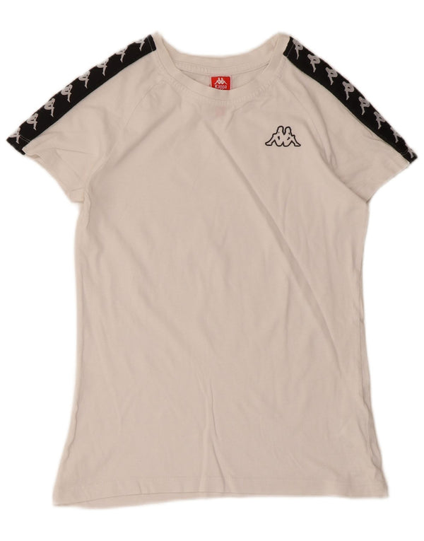 Kappa Camiseta gráfica para mujer UK 40 Medium White Colourblock Cotton