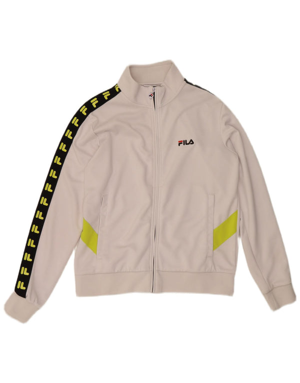 Fila Chaqueta superior de chándal con gráfico para hombre Poliéster color block blanco mediano