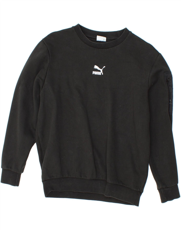 PUMA Womens Oversized Sweatshirt Jumper UK 6 XS Black Cotton Vintage Puma and Second-Hand Puma from Messina Hembry 