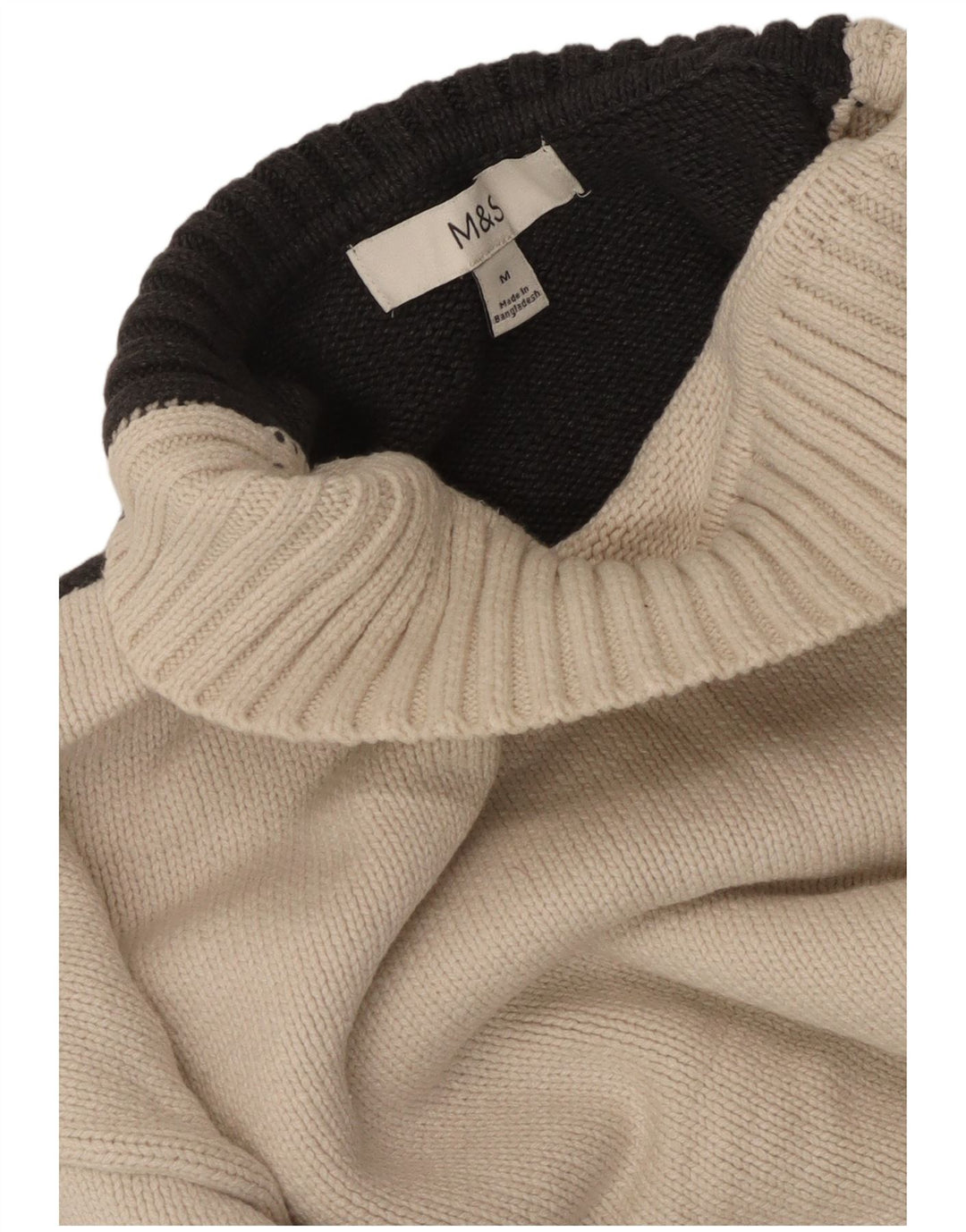 MARKS & SPENCER Suéter tipo jersey con cuello alto para mujer Reino Unido 40 Mediano Blanco