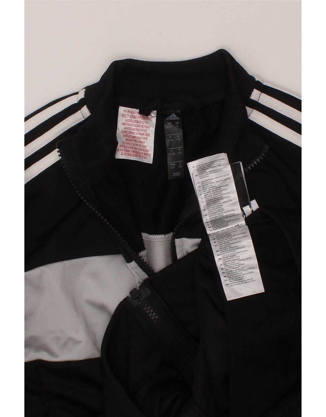 ADIDAS Boys Tracksuit Top Jacket 9-10 Years Black Colourblock Polyester Vintage Adidas and Second-Hand Adidas from Messina Hembry 