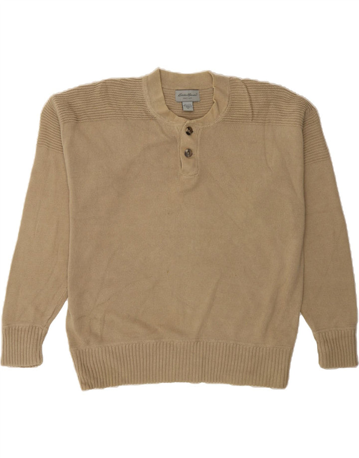 EDDIE BAUER Mens Button Neck Jumper Sweater XL Beige Cotton Vintage Eddie Bauer and Second-Hand Eddie Bauer from Messina Hembry 