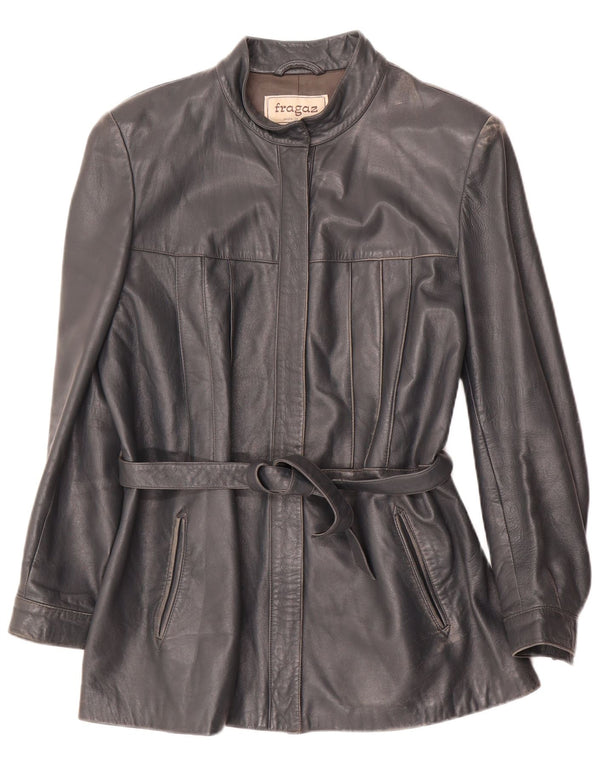 Chaqueta de cuero vintage para mujer IT 48 XL cuero gris