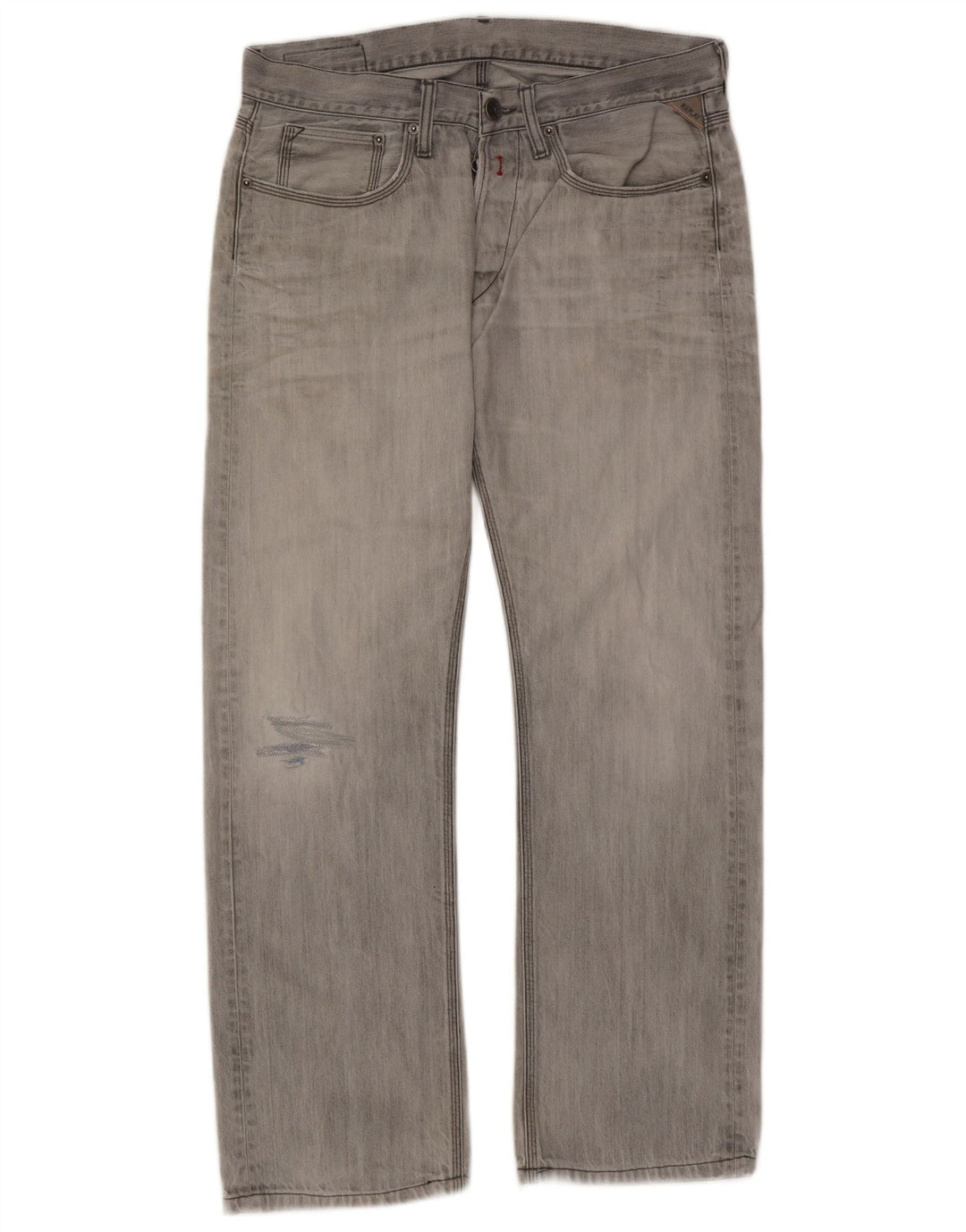 Replay Vaqueros rectos desgastados para hombre W33 L32 Algodón gris