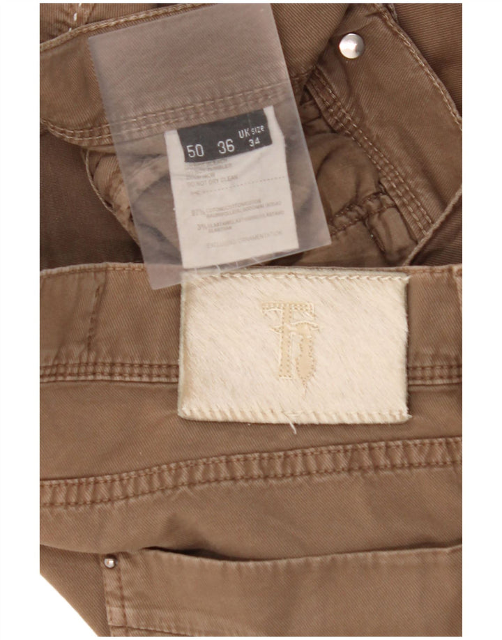 TRUSSARDI Pantalones rectos informales para hombre W34 L32 Algodón marrón