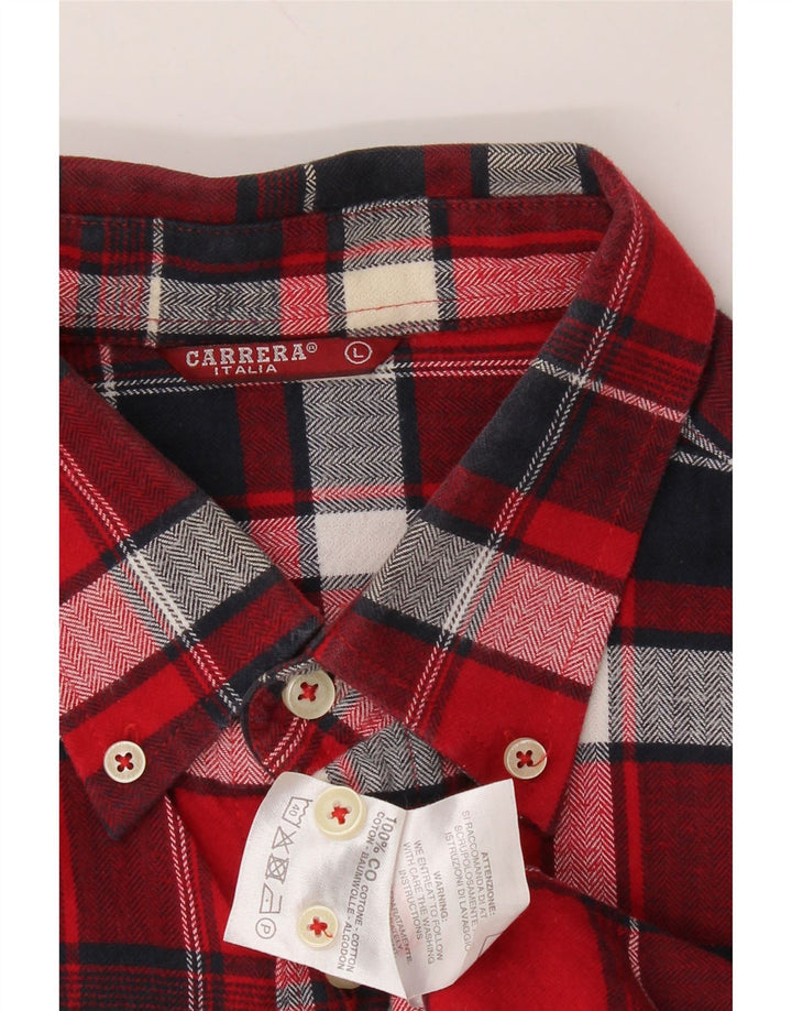 CARRERA Mens Flannel Shirt Large Red Check Cotton Vintage Carrera and Second-Hand Carrera from Messina Hembry 