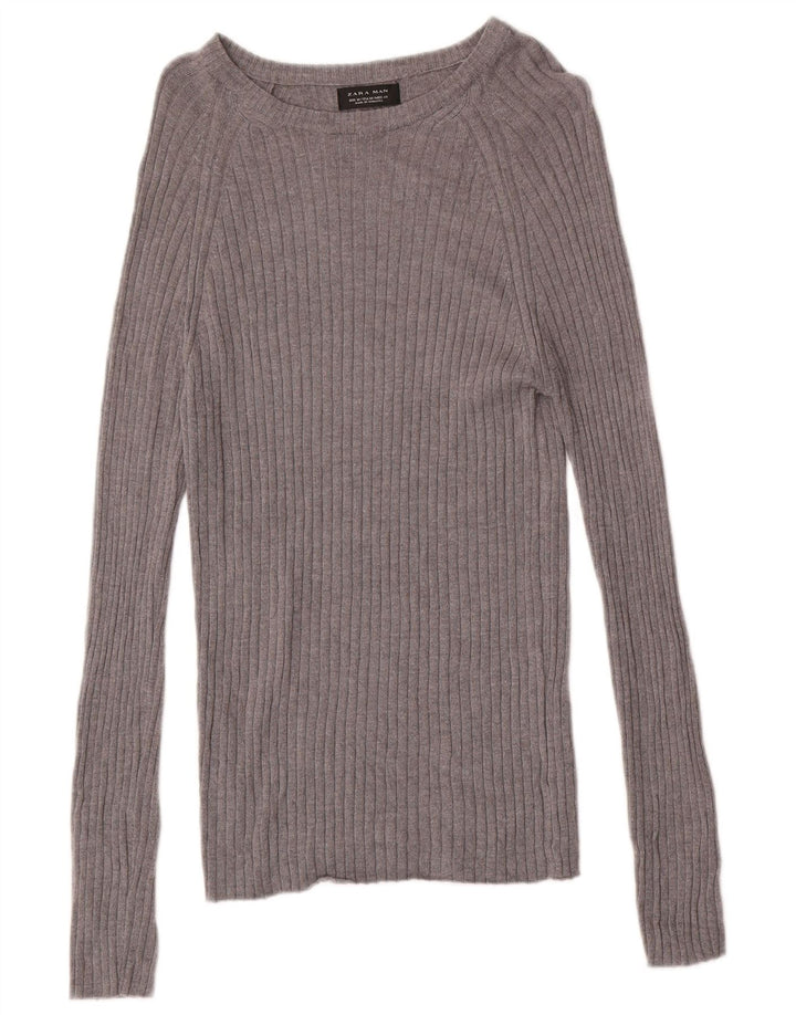 Zara Hombre Top Manga Larga Gris Medio