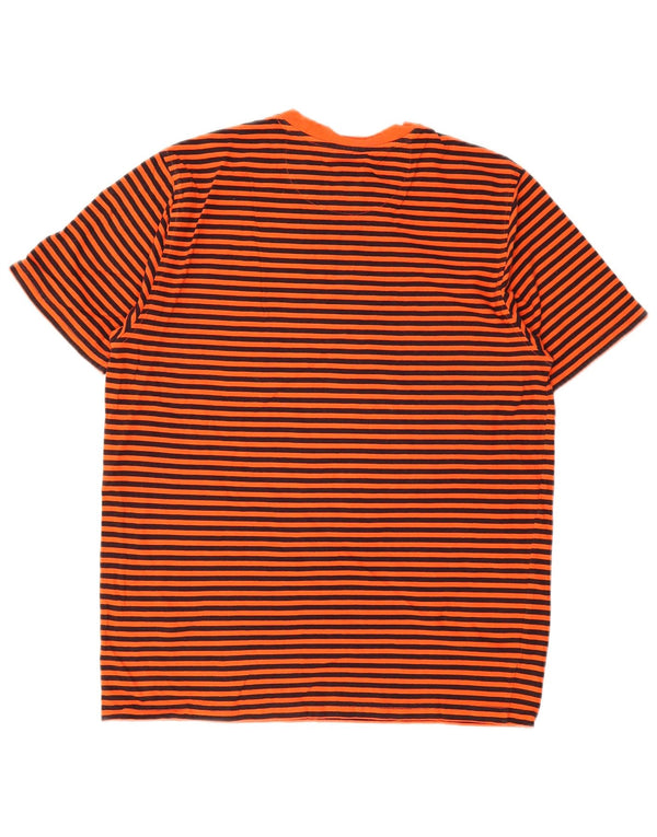 BROOKS BROTHERS Mens 346 T-Shirt Top Small Orange Striped Cotton