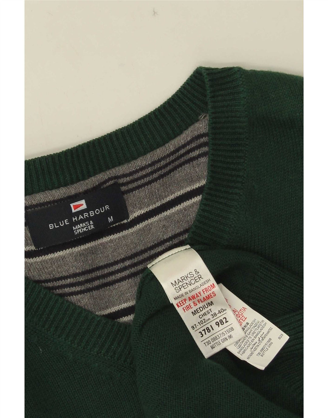 Marks & Spencer Jersey con Cuello en V Azul Harbor para Hombre Algodón Verde Medio