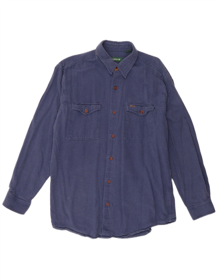 Camisa De Franela Orvis Para Hombre Algodón De Pata De Gallo Azul Grande