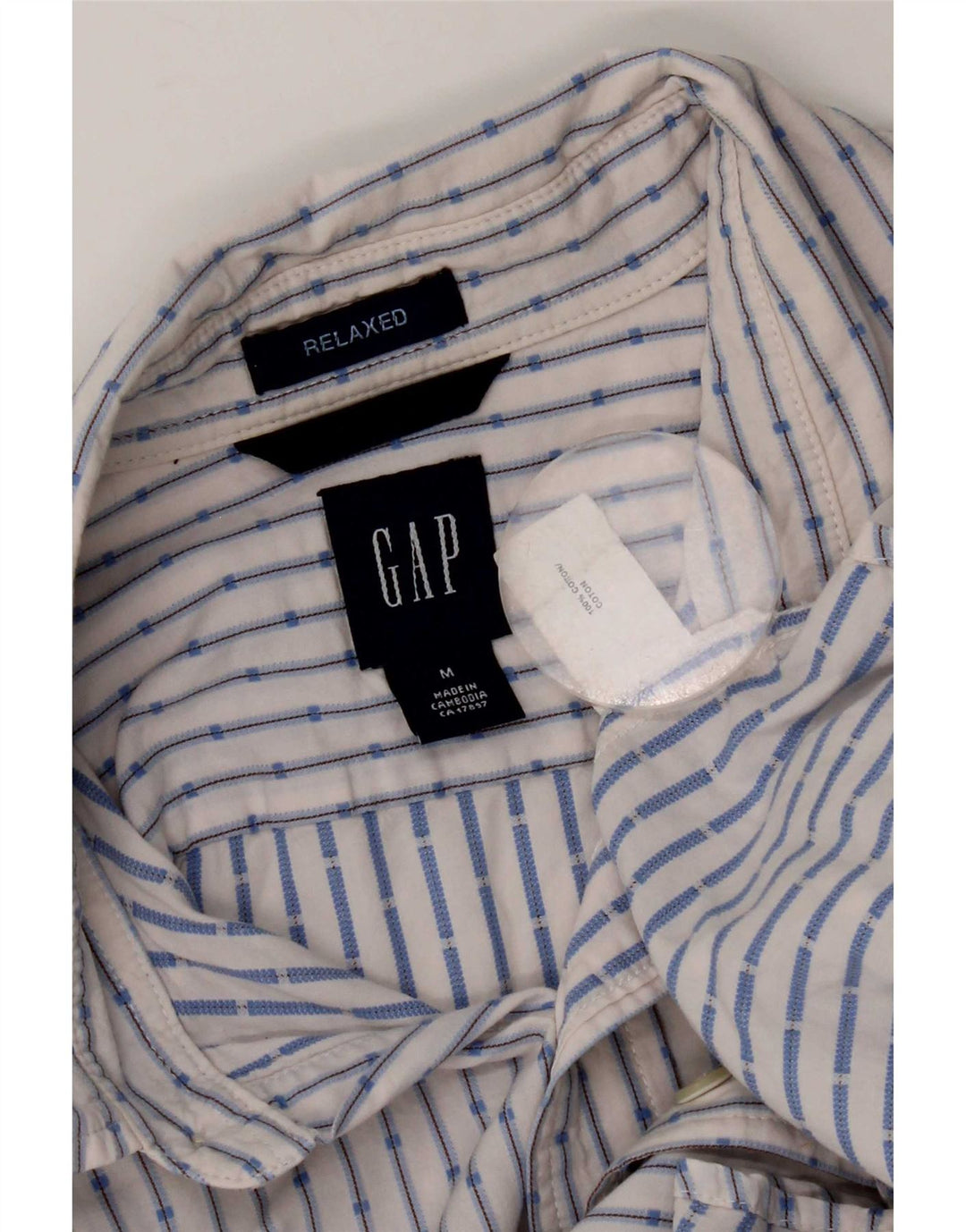Camisa Gap Hombre Manga Corta Relaxed Fit Algodón A Rayas Blanco Mediano