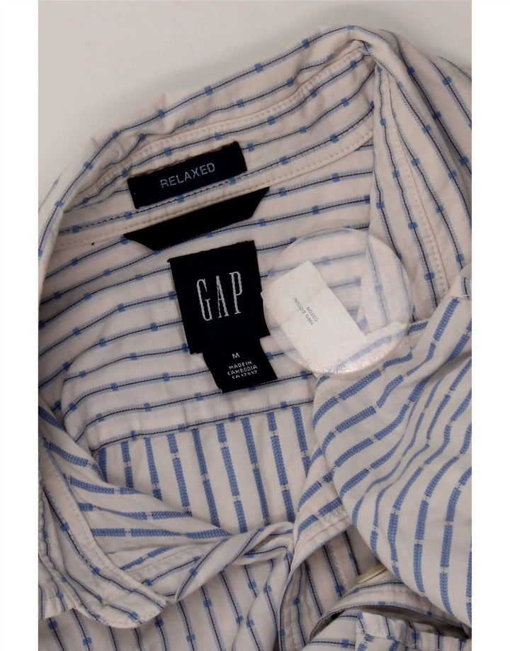 Camisa Gap Hombre Manga Corta Relaxed Fit Algodón A Rayas Blanco Mediano