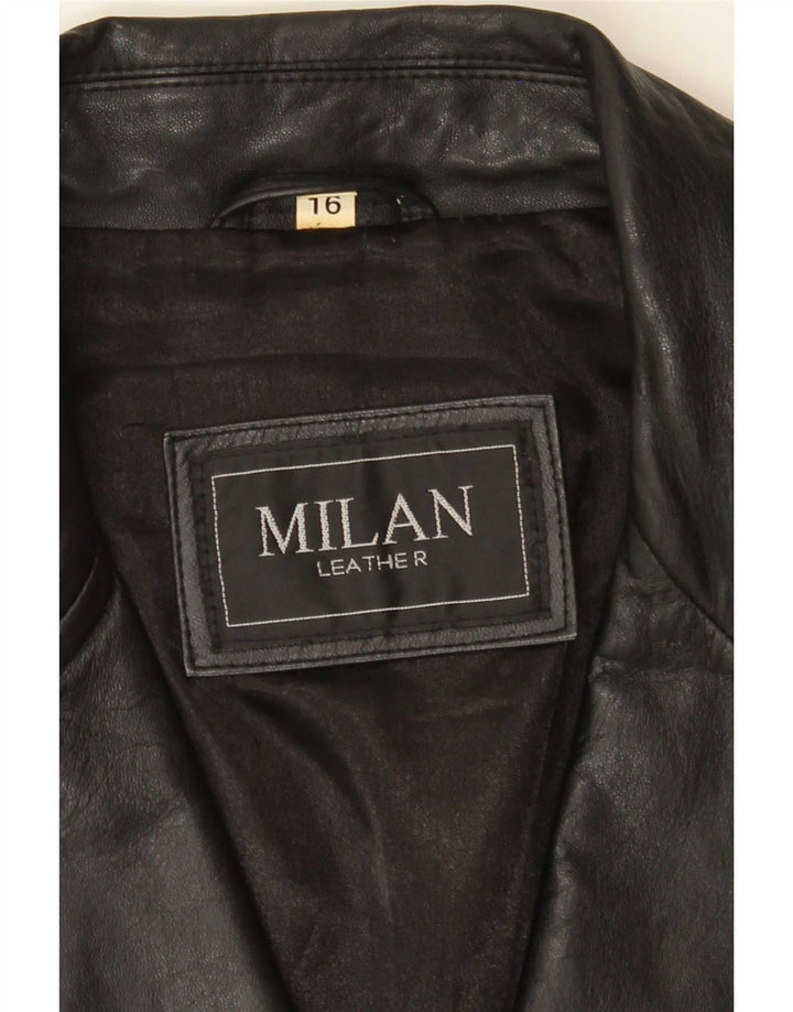 Milan Chaqueta Blazer de Cuero con 2 Botones para Mujer UK 46 Grande Negro