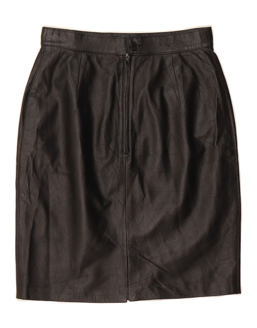 VINTAGE Womens Leather Skirt IT 42 Medium W26 Black Leather Vintage Vintage and Second-Hand Vintage from Messina Hembry 