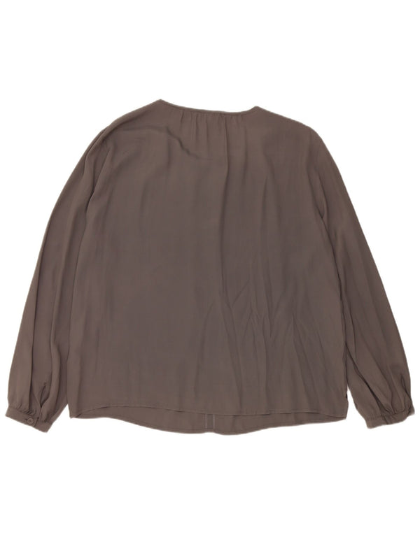 Diana Gallesi Blusa de manga larga para mujer UK 40 XL Acetato gris