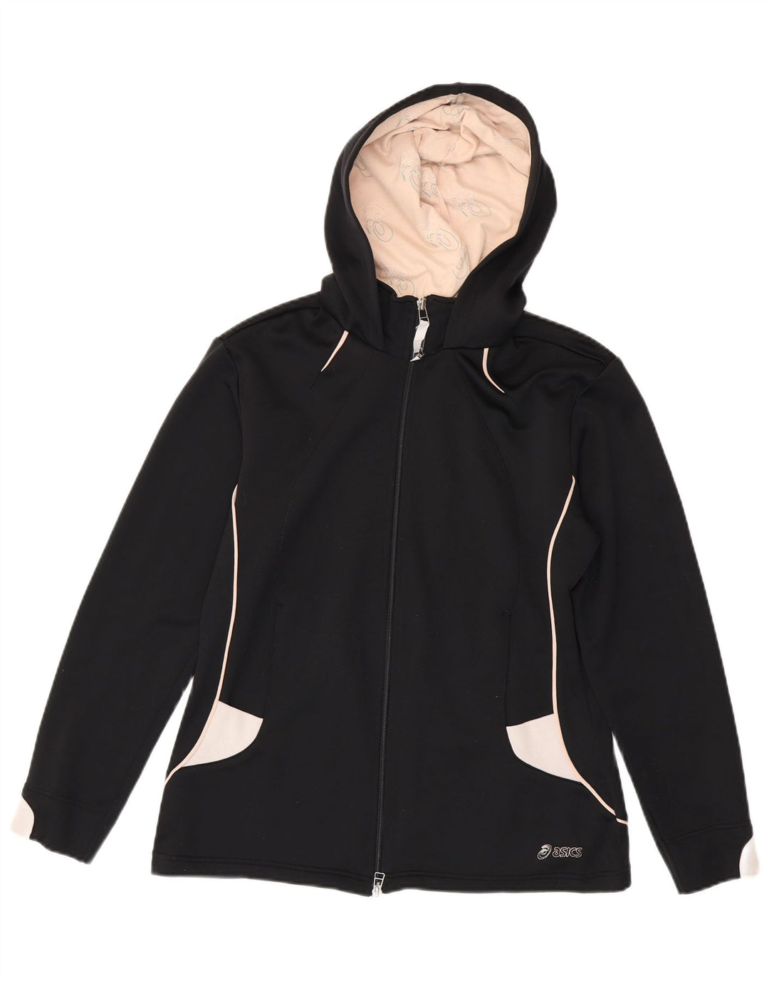 Asics - Sudadera con capucha y cremallera para mujer, talla 40, talla mediana, color negro