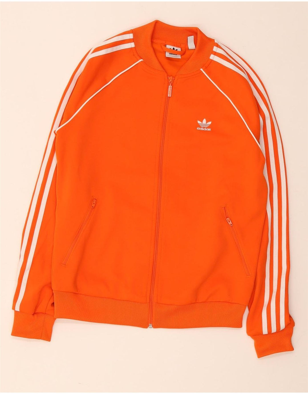 Adidas Mujer Chándal Top Chaqueta UK 10 Pequeño Naranja Poliéster