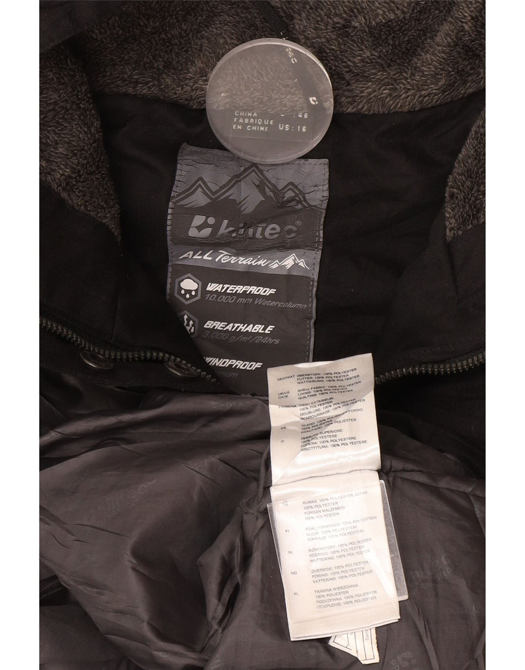 Killtec Abrigo cortavientos con capucha para mujer UK 46 Grande Poliéster negro