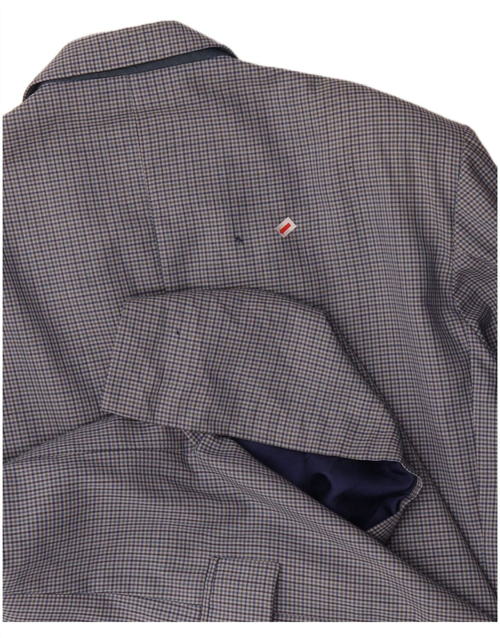 VINTAGE Chaqueta Blazer de 2 Botones para Hombre IT 50 Lana de Cuadros Azul Grande
