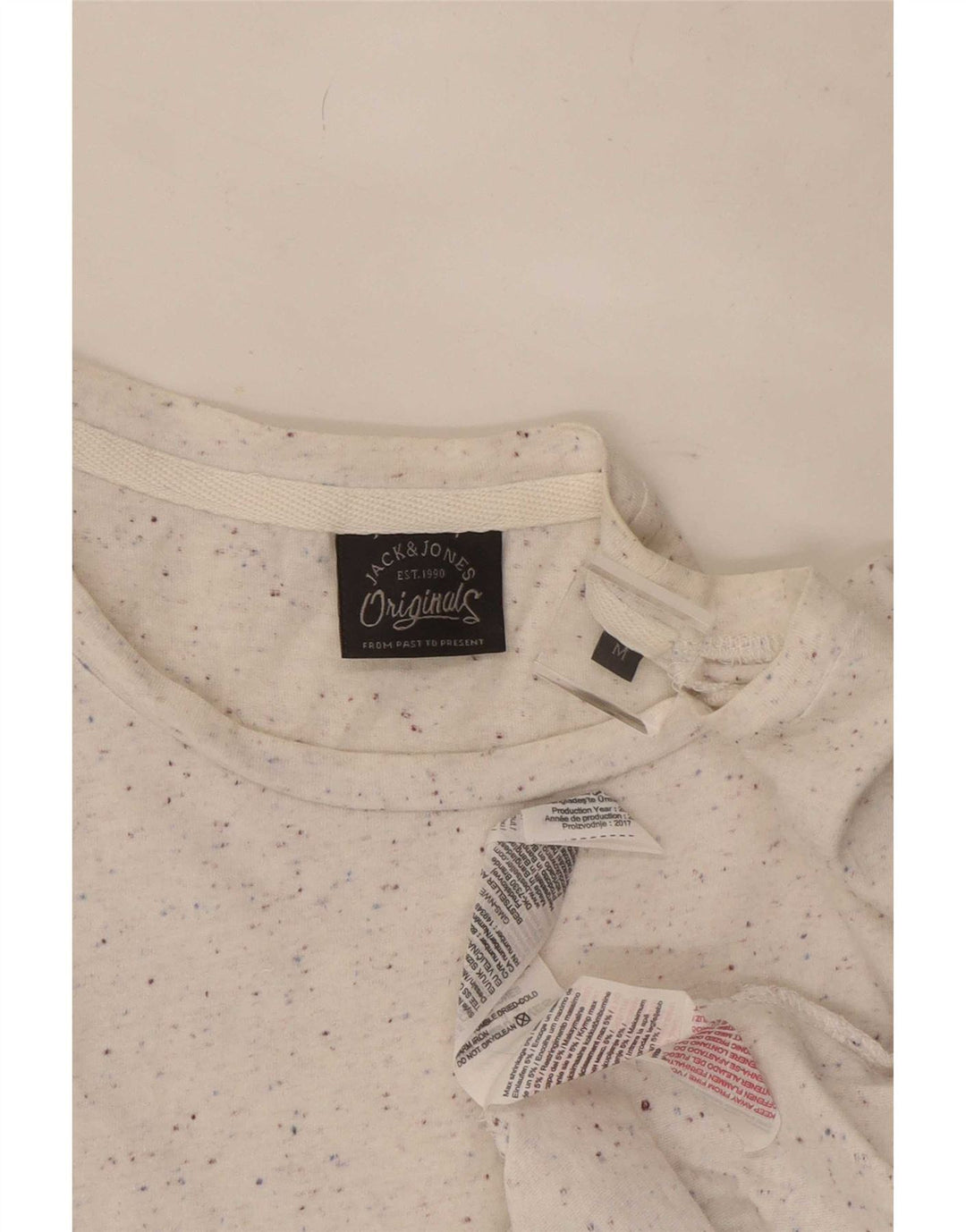 Jack & Jones Hombre Camiseta Top Medium Blanco Moteado De Algodón