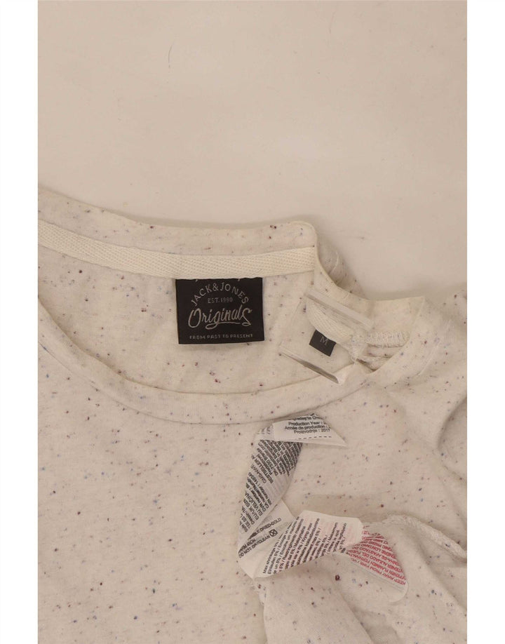 Jack & Jones Hombre Camiseta Top Medium Blanco Moteado De Algodón