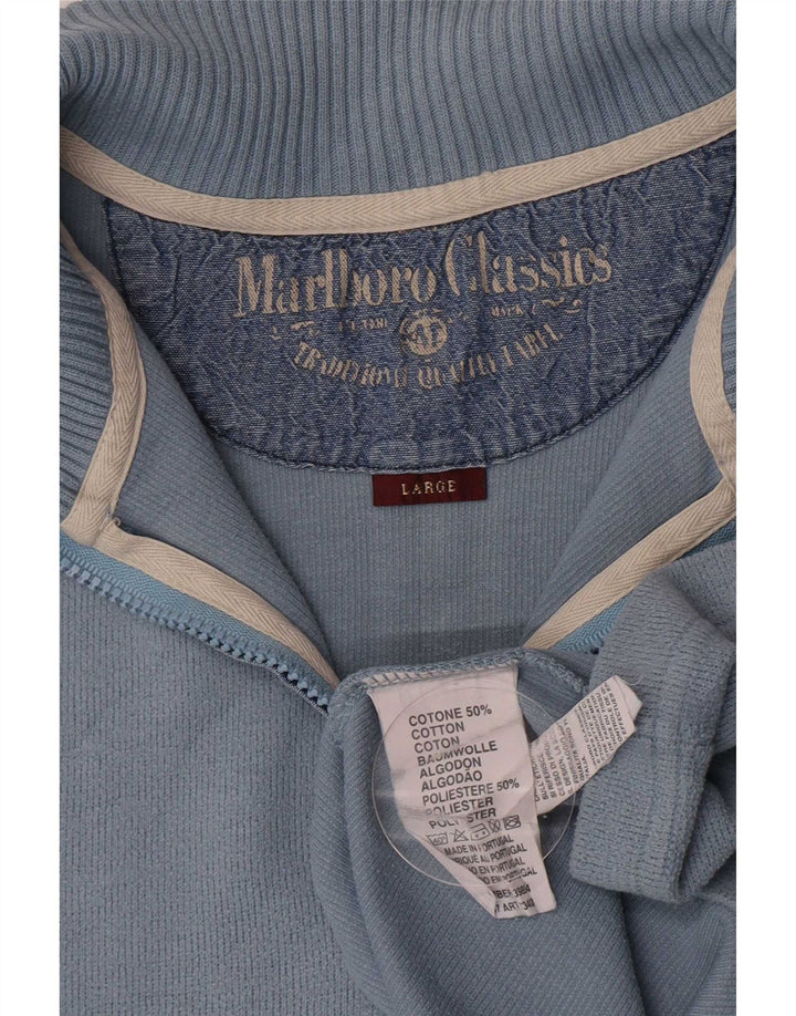 Marlboro Classics Suéter con cuello con cremallera para niños 15-16 años Grande Azul