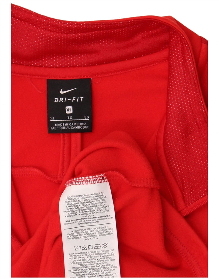 Nike Dri Fit - Chándal con cremallera y cuello para hombre, talla XL, poliéster rojo