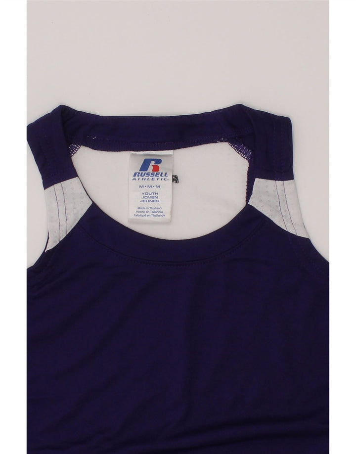 RUSSELL ATHLETIC Camiseta sin mangas Dri-Power para niños 10-11 años Mediano Morado