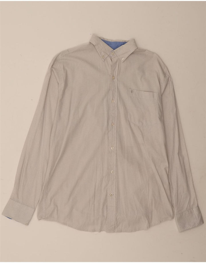 IZOD Mens Shirt Medium Grey Gingham Cotton