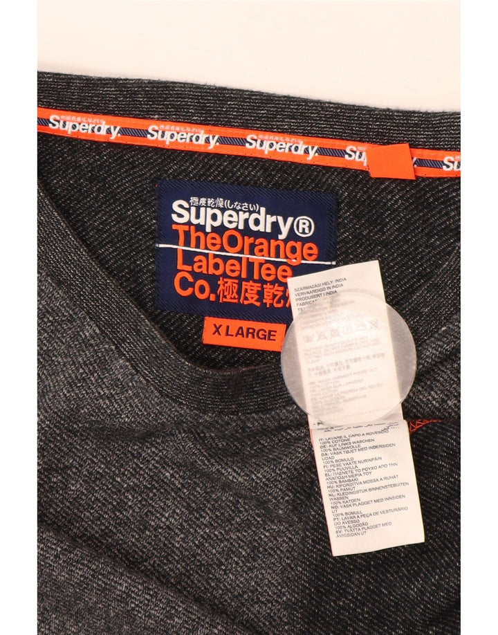 Superdry Camiseta de manga larga para hombre XL de algodón moteado gris