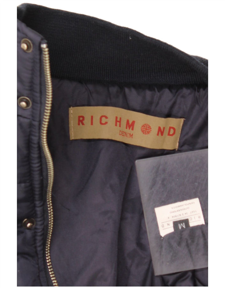 RICHMOND Chaqueta acolchada gráfica para hombre UK 38 Mediana Azul marino Poliamida