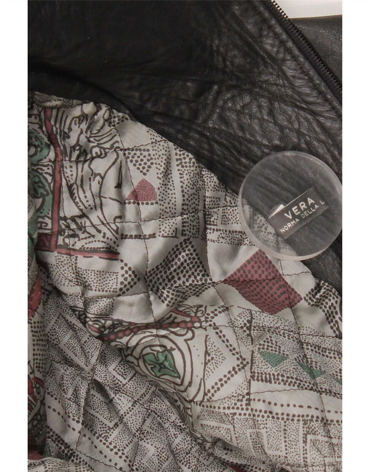 Chaqueta de cuero vintage para niñas 7-8 años cuero negro medio