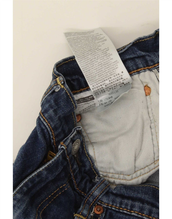 Levi's Vaqueros Rectos Desgastados Mujer W33 L32 Algodón Azul