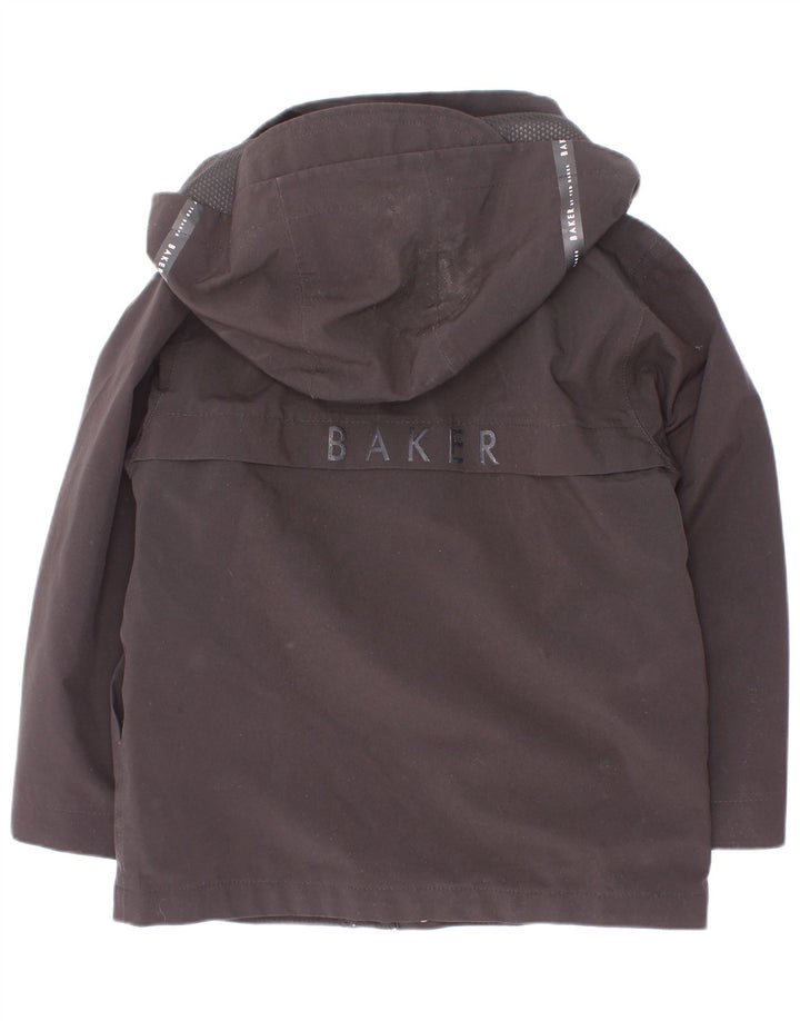 Ted Baker Chubasquero con capucha y gráfico para niños 4-5 años Poliéster negro