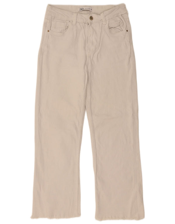 Zara Mujer Vaqueros Cropped EU 36 XS W26 L25 Algodón Blanco