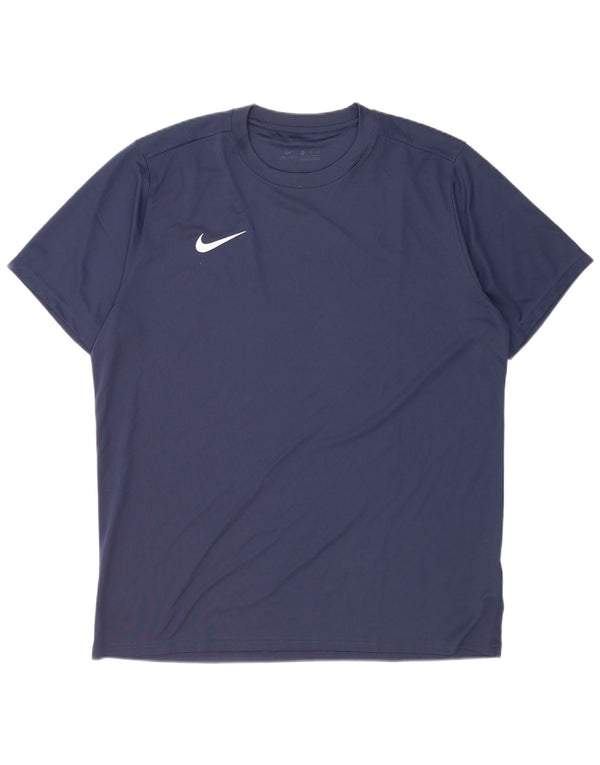 Nike Mens Dri Fit T-Shirt Top 2XL Navy Blue Polyester