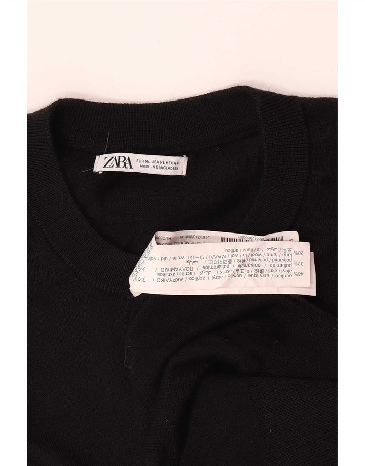 Zara Hombre Jersey Cuello Redondo Jersey XL Acrílico Negro