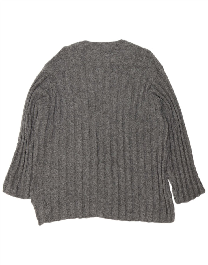 Zara Suéter Largo De Cuello Redondo De Gran Tamaño para Mujer UK 46 Grande Gris