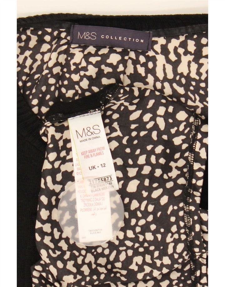 Marks & Spencer Top para mujer de manga larga UK 42 Medium Black Animal Print